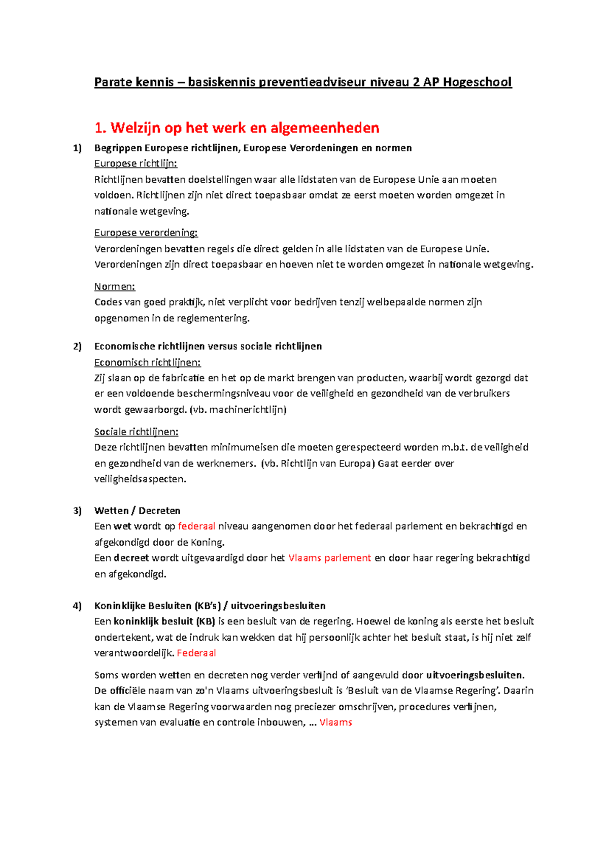 Kennisdocument Preventieadviseur Niveau 2 - AP Hogeschool Essentials ...