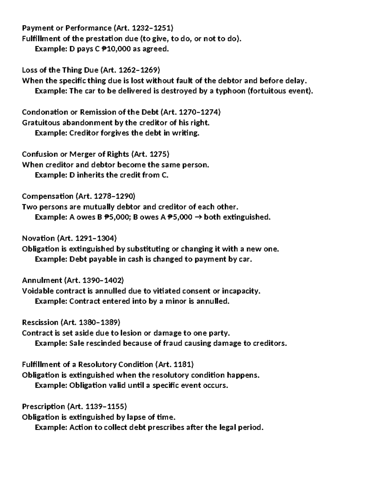 10 Methods to Extinguish Obligation: Payment, Condonation, and More ...