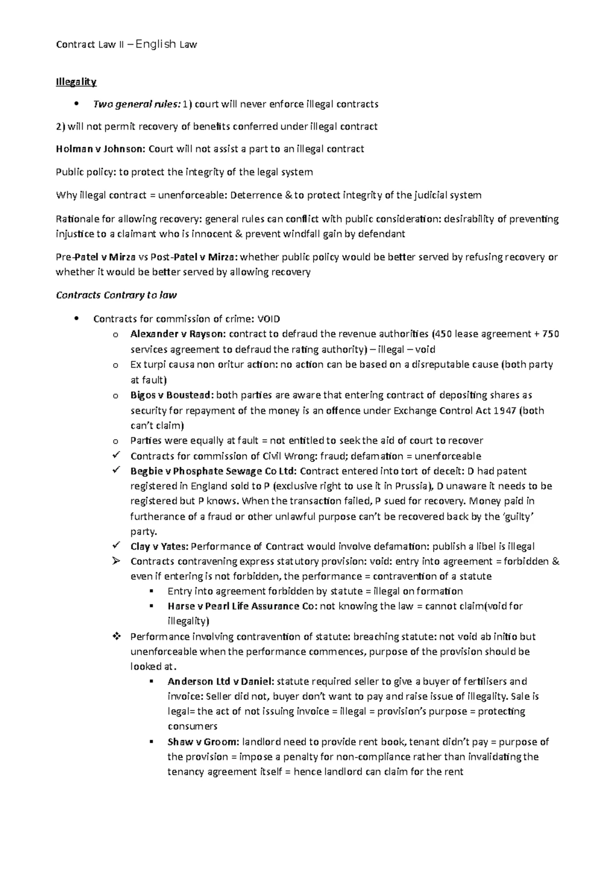 Course Code: LAW101 - Final Exam Notes on Duress and Contract Law - Studocu