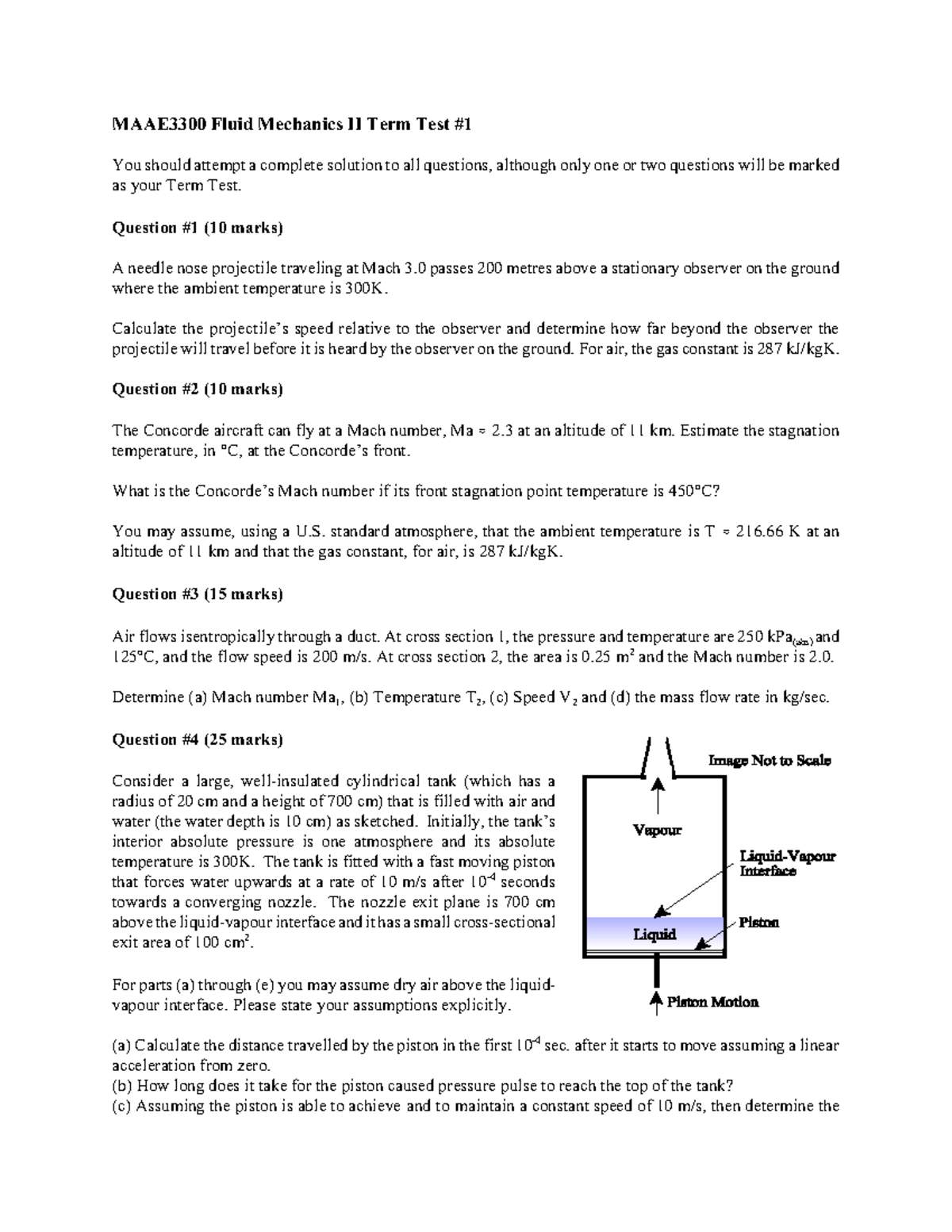 MAAE3300 Fluid Mechanics II Term Test 01 Solutions and Analysis - Studocu