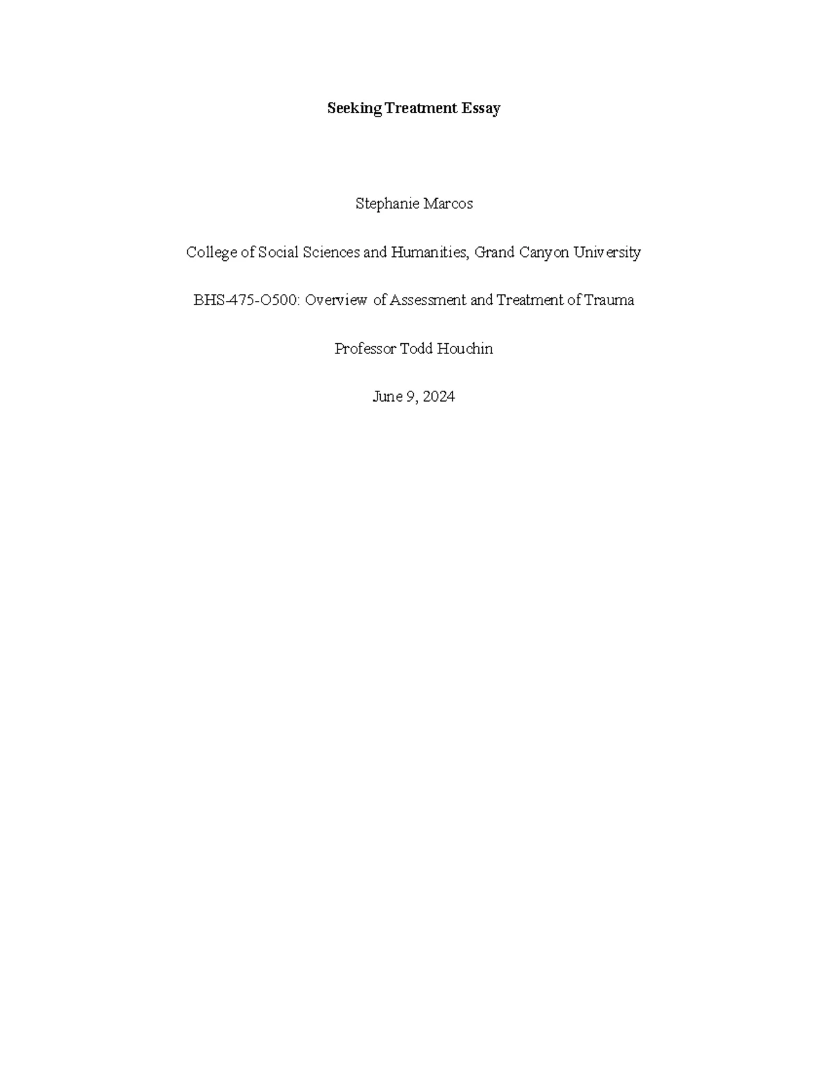 Topic 7 Final Trauma Essay - Final Trauma Essay Stephanie Marcos ...