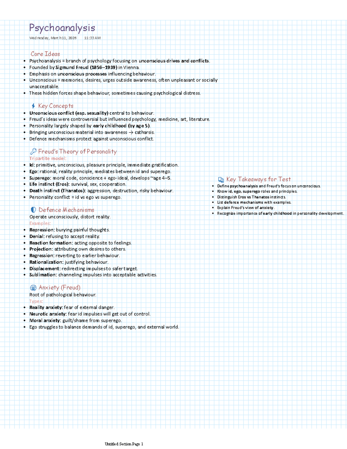 Psychology Notes 1: Core Concepts and Theories (PSY101) - Studocu