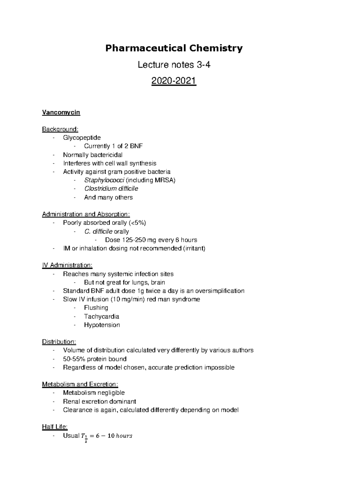 Pharmaceutical Chemistry lecturesnotes 3to4 year20202021 ...