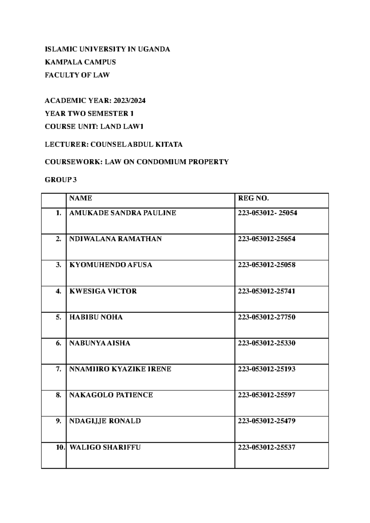 Condominium Property Law: Group 3 Coursework - Final Exam Notes - Studocu
