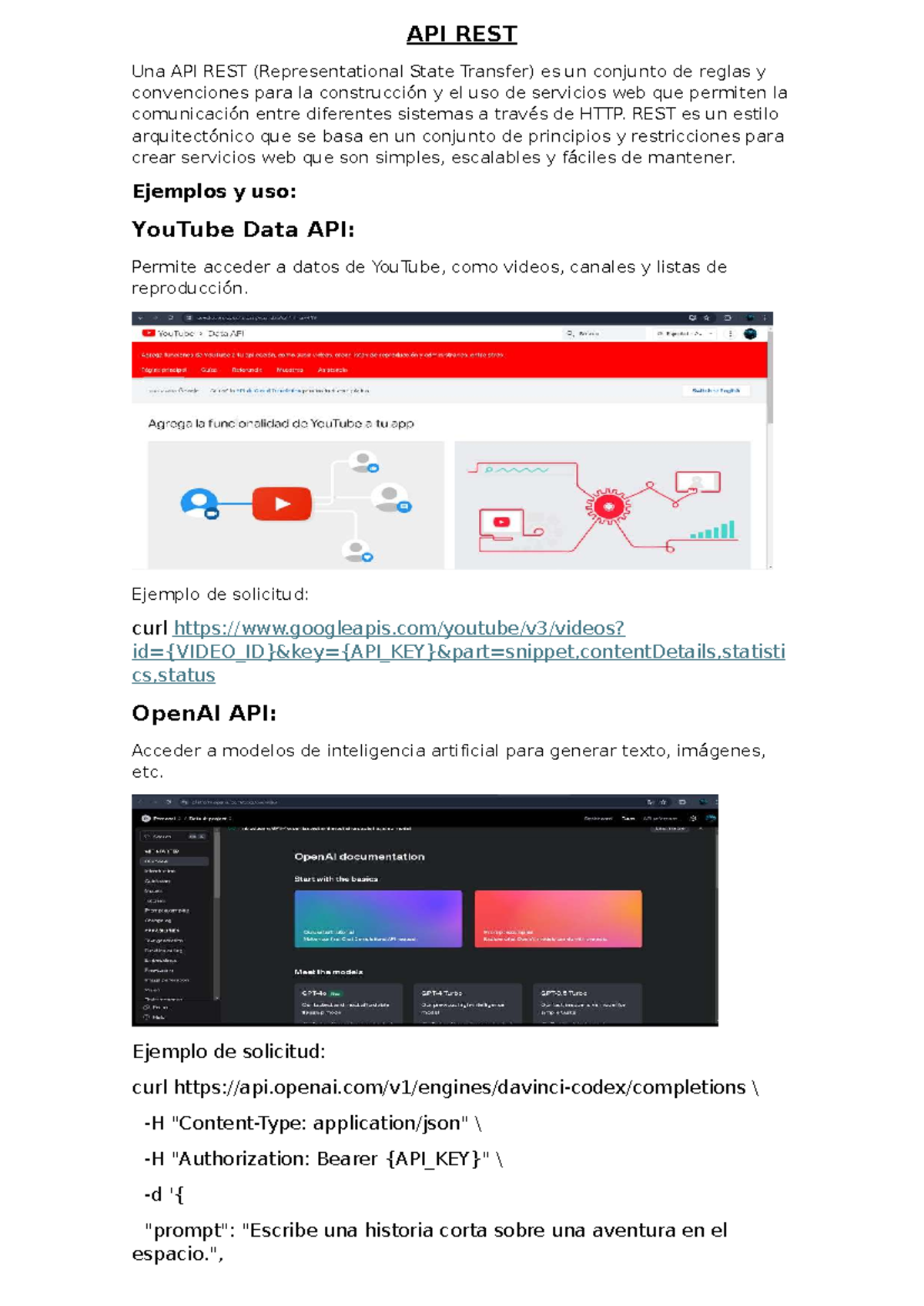 API REST - Funciones y Ejemplos de Uso en Servicios Web - Studocu