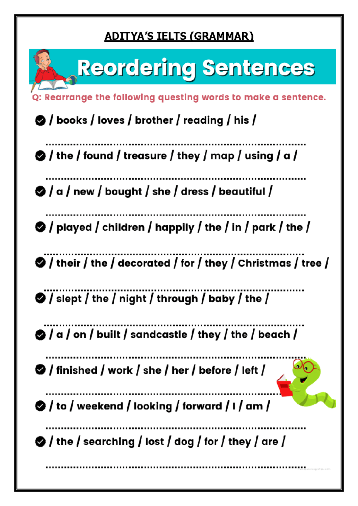 Fun Jumbled Sentences Worksheet for Kids