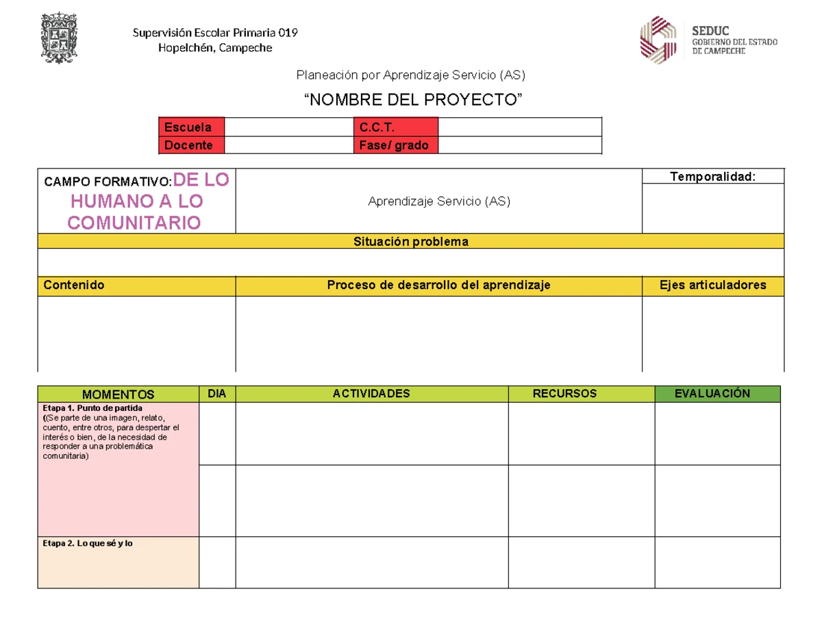Planeación de Proyectos Comunitarios en Lenguajes - 2º Grado C.C.T ...