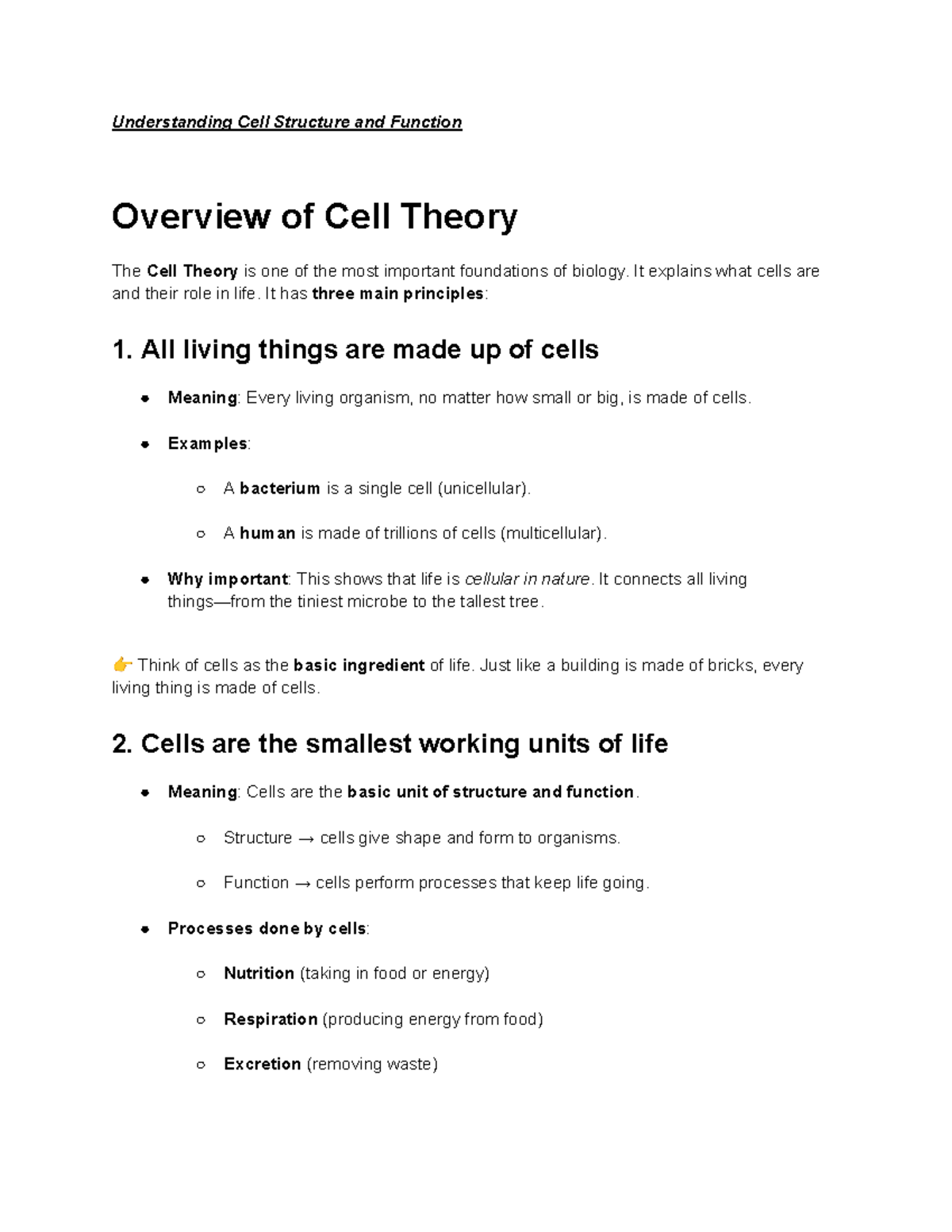 Cell Structure & Function: Overview of Cell Theory (Module 1) - Studocu