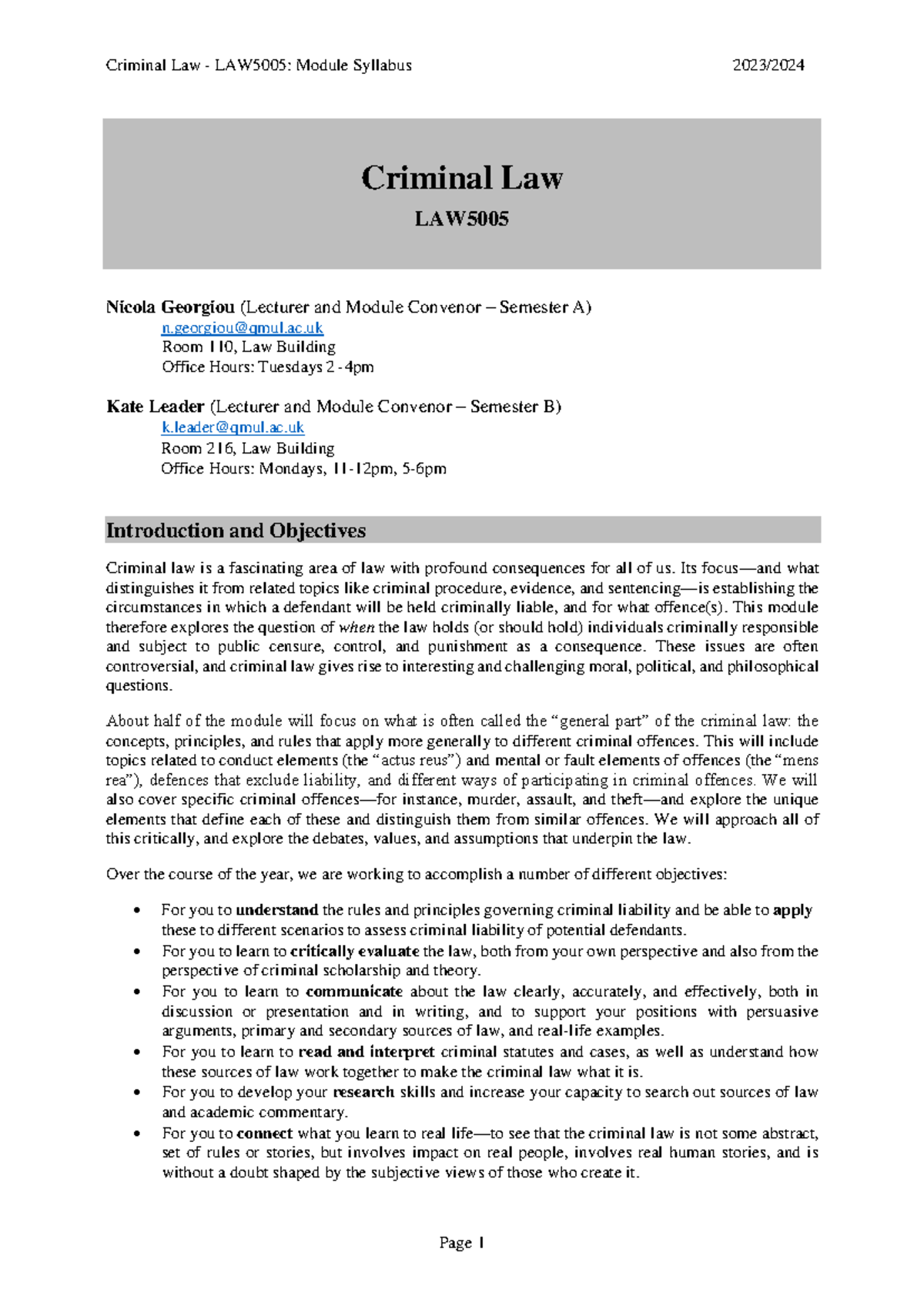 LC39W0-LAW5005 Syllabus 2023-24 - Nicola Georgiou (Lecturer and Module ...