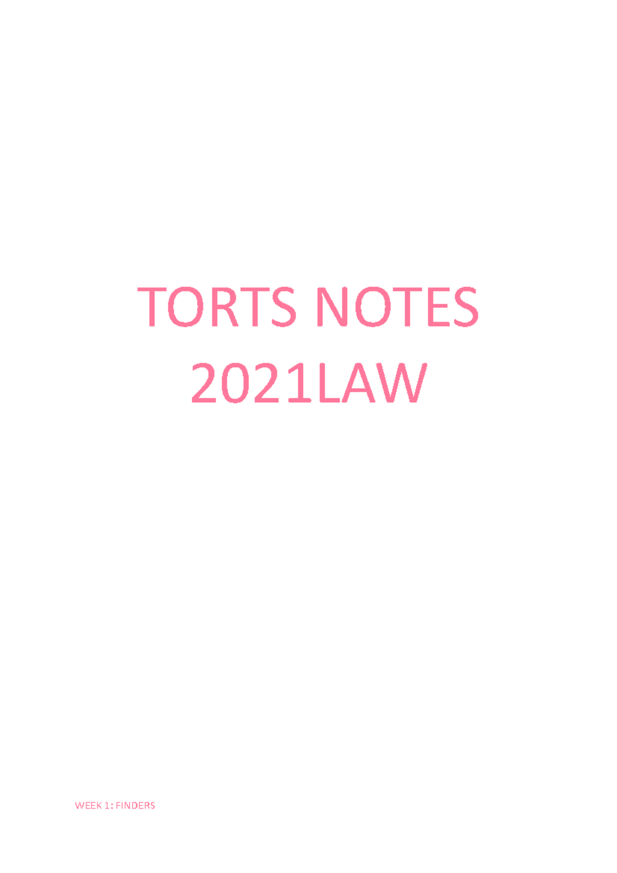 Torts Notes - Overview of Key Concepts and Defenses (2021LAW) - Studocu