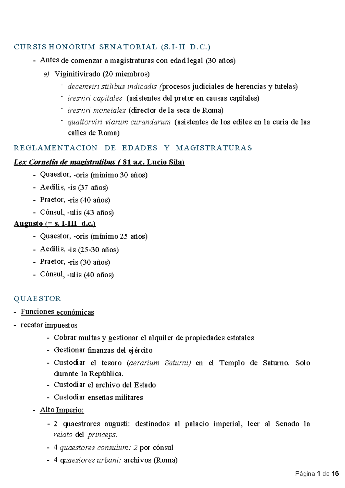 Cursis Honorum - para el examen - CURSIS HONORUM SE NAT ORI AL (S - II ...