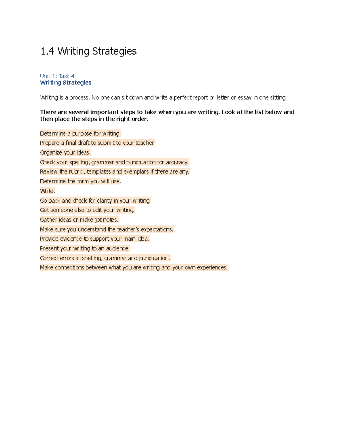 Lesson 1.4: Essential Writing Strategies for Effective Composition ...