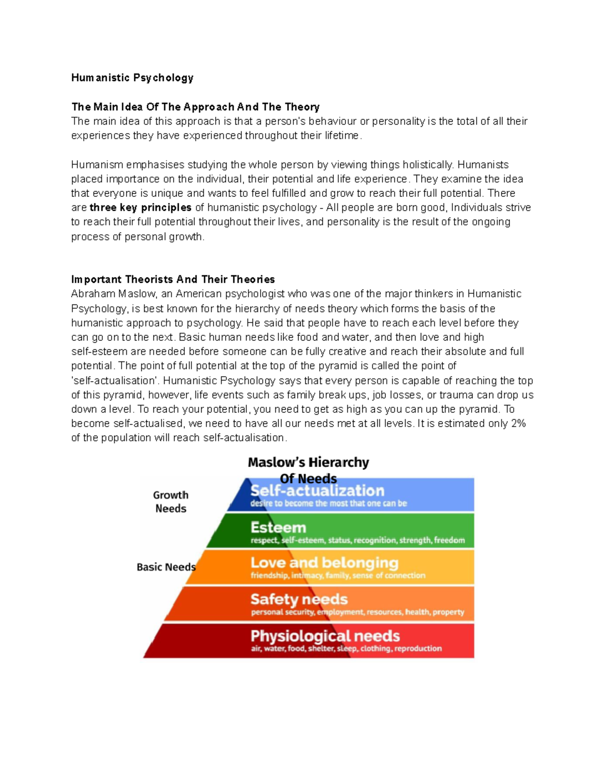 Humanistic Psychology Theory