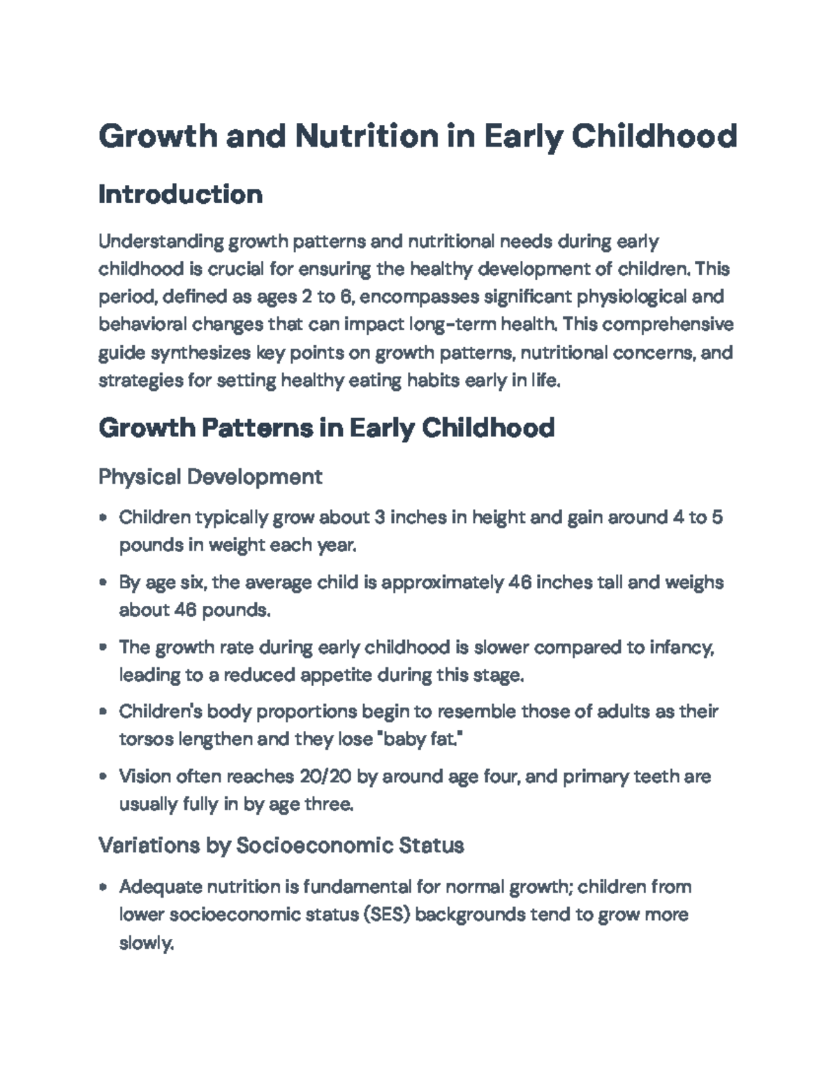 Growth and Nutrition in Early Childhood: A Comprehensive Guide - Growth ...