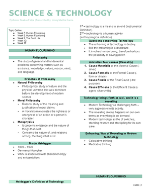 STAS - Summary Notes - HUMAN FLOURISHING IN SCIENCE AND TECHNOLOGY ...