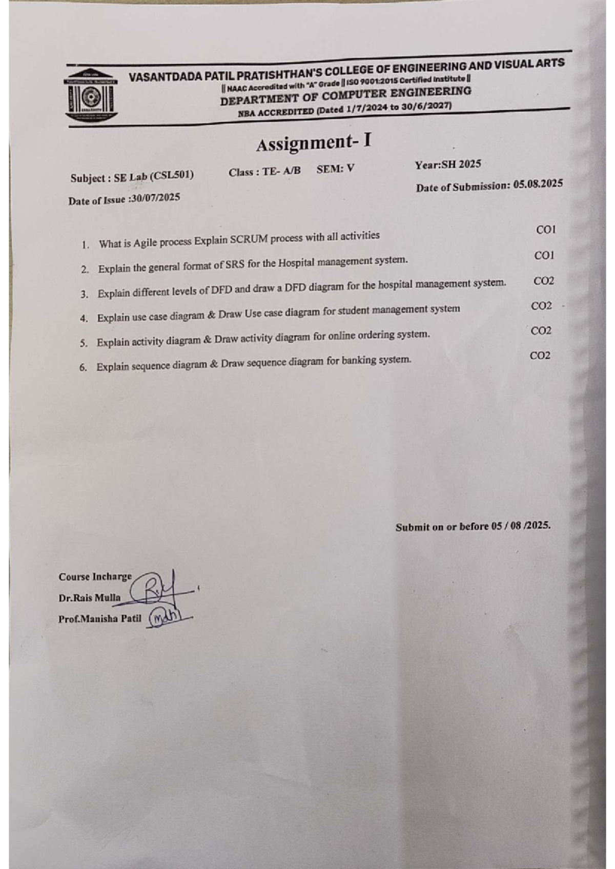 CSL501 SE Lab Assignment 1: Key Questions from Modules 1-3 - Studocu