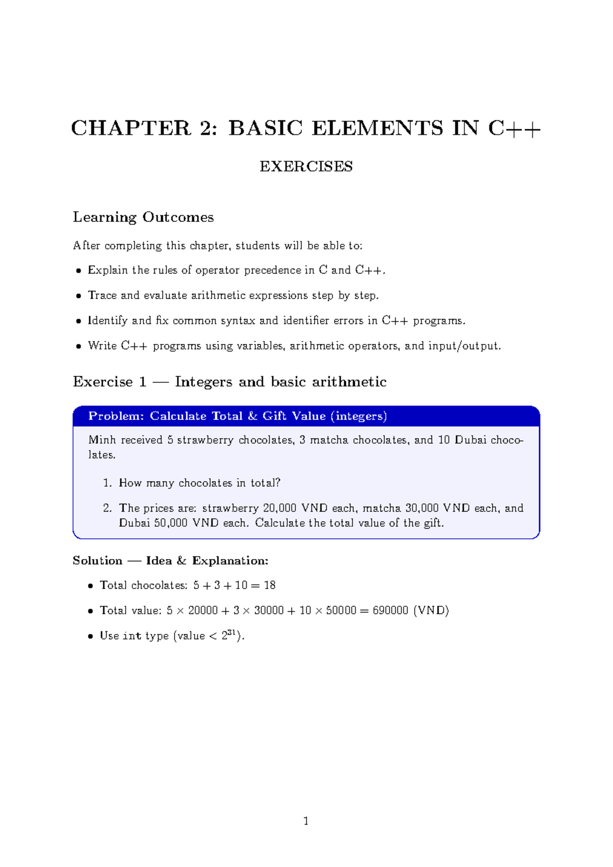 CHAPTER 2: BASIC ELEMENTS IN EXERCISES (C Programming) - Studocu