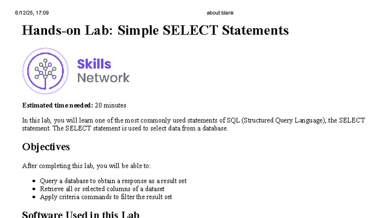 Lab: SQL SELECT Statements (Unit 1) - 20 Min Guide - Studocu