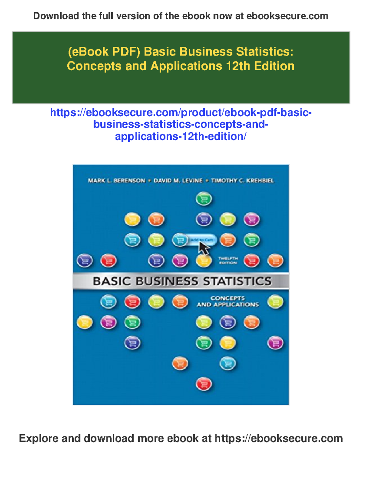 Basic Business Statistics: Concepts & Applications 12E PDF Guide - Studocu