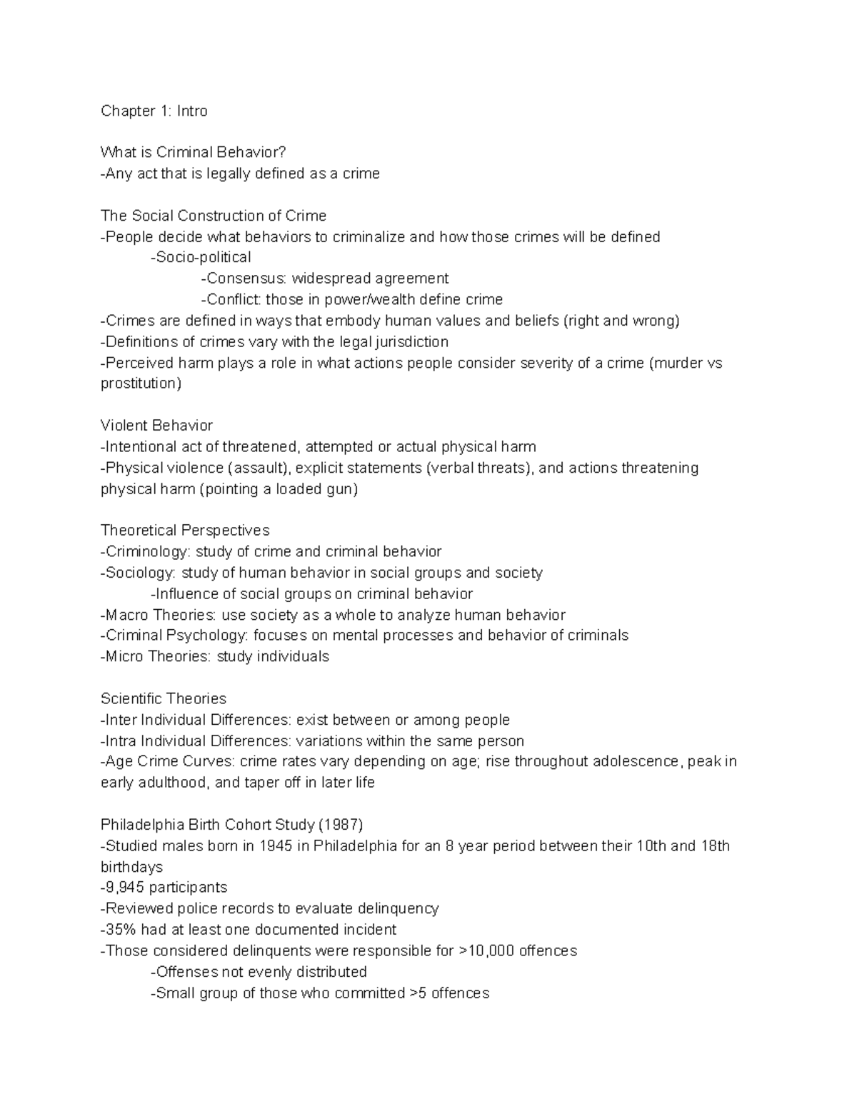 PSY 372 Chapter 1 Notes Psychology of Criminal Behavior - Chapter 1 ...
