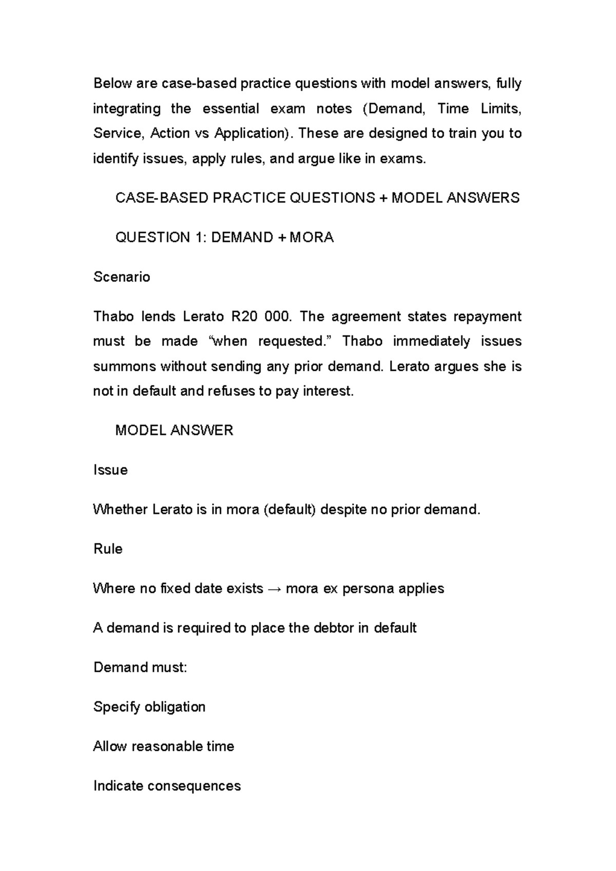 Final Exam Practice Questions & Model Answers (LAW 101) - Studocu