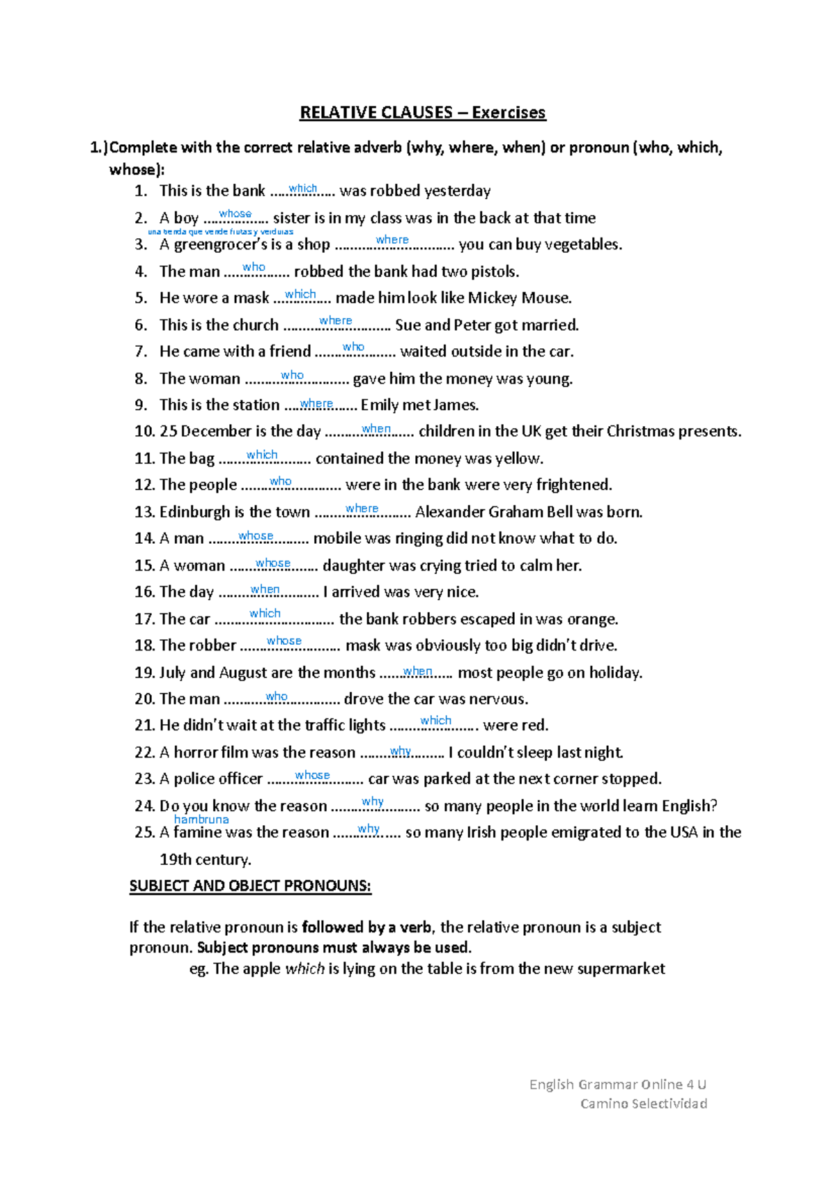 RELATIVE CLAUSES Exercises and Practice - English Grammar Online 4 U ...