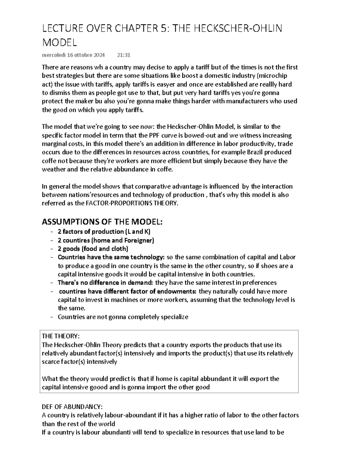 Chapter 5 AND 6 ECO 351 - notes from inclass activities and summary of ...