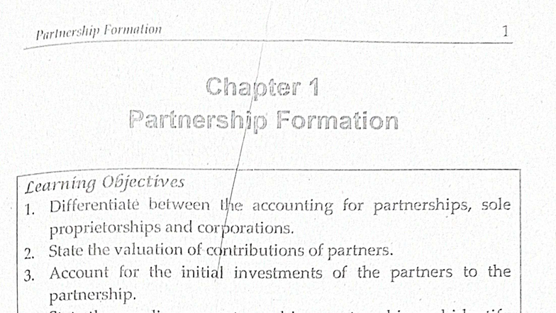 Partnership Formation CH1: Accounting for Initial Investments and ...