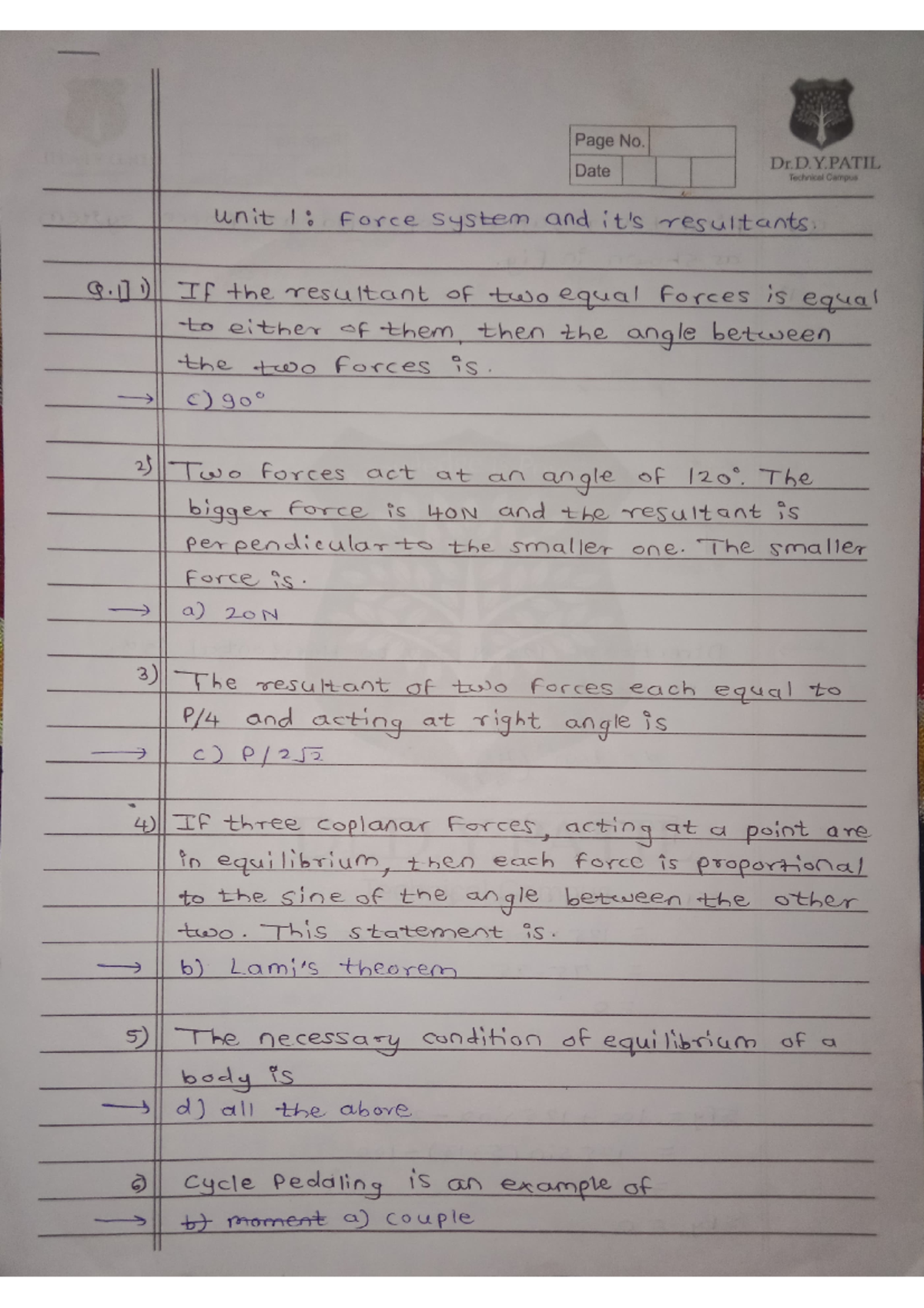 Mechanics Assignment No. 1: Force Systems & Resultants Analysis - Studocu