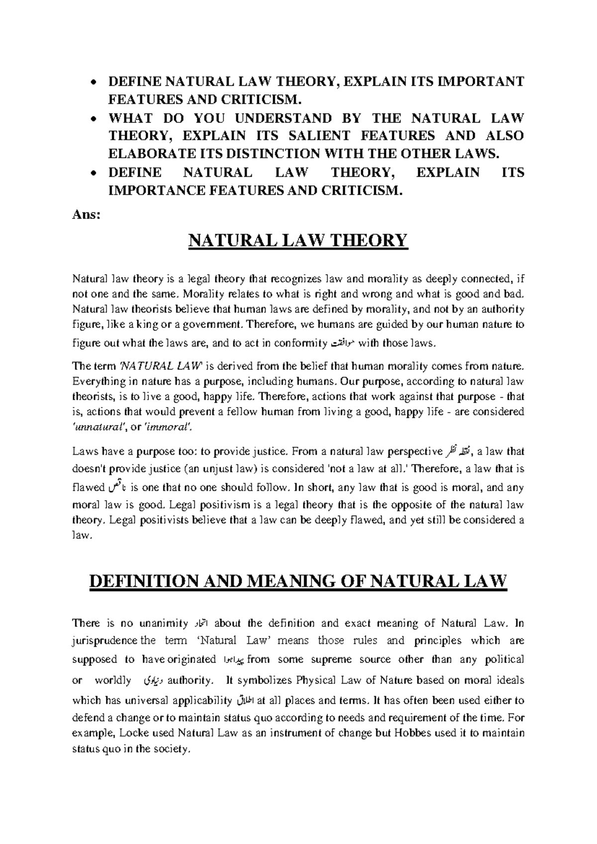 Natural Law Definition Science
