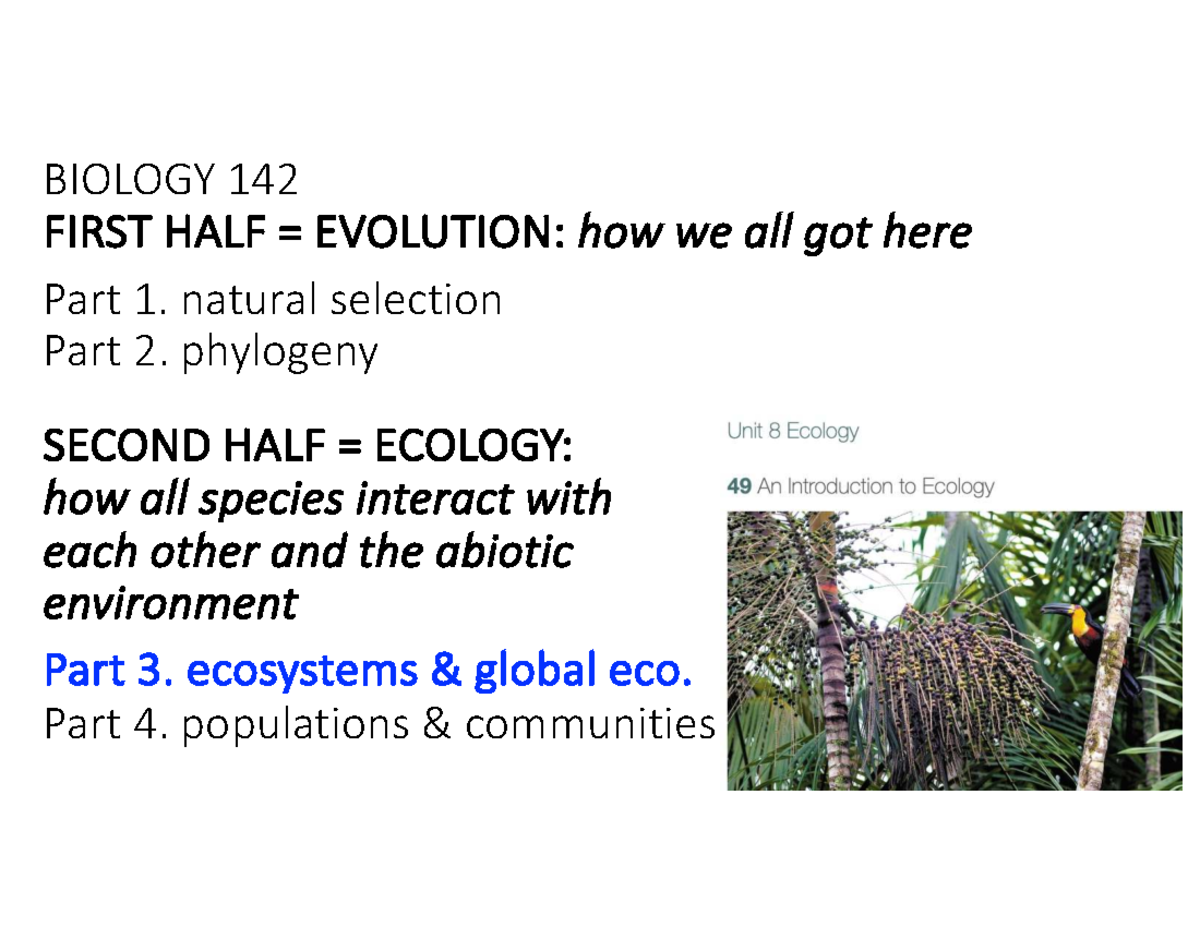 Ecology and Environmental Factors: Understanding Life on Earth (Bio 142 ...