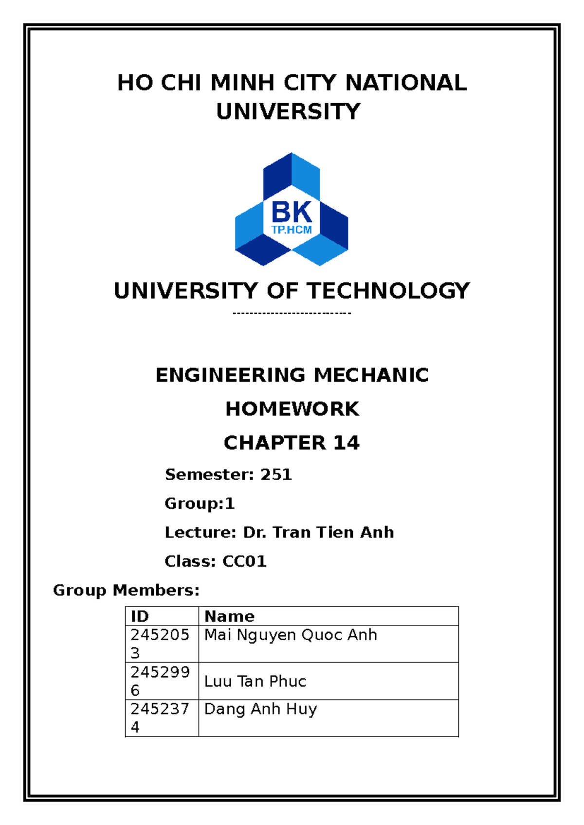 Engineering Mechanics Homework CH14 - Impulse Analysis (CC01) - Studocu