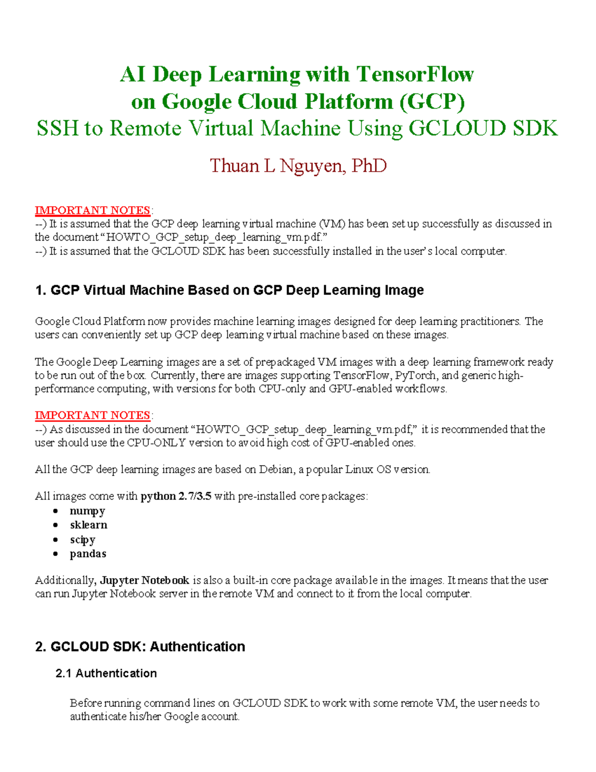 GCP Deep Learning Setup: SSH to VM with GCLOUD SDK Instructions - AI ...