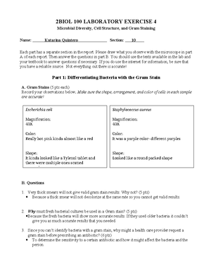 Lab2 - Lab notes - BIOL 100 LABORATORY: EXERCISE 2 QUESTIONS (90 pts ...