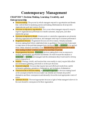 Contemporary Management CH 1 - Contemporary Management CHAPTER 1 ...