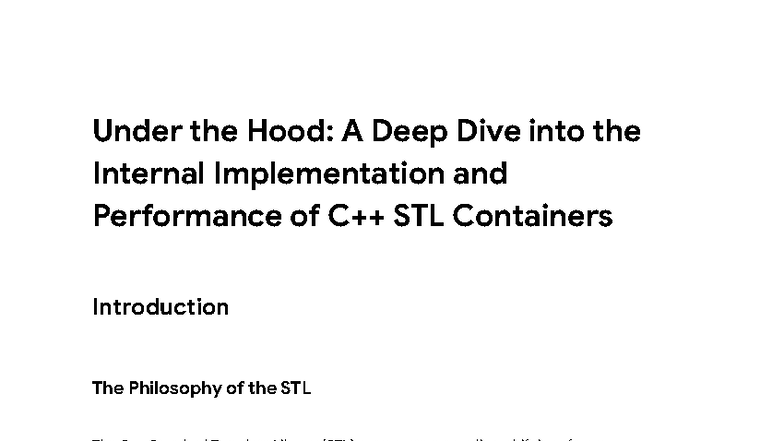 STL Containers: Internal Mechanics & Performance Analysis (CS101) - Studocu