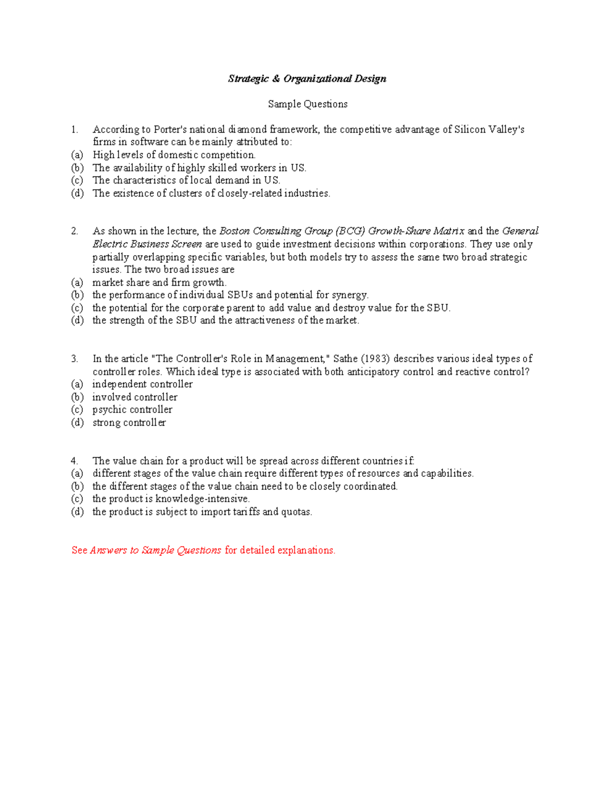 S&OD Sample Questions for 2023-2024: Key Concepts & Frameworks ...