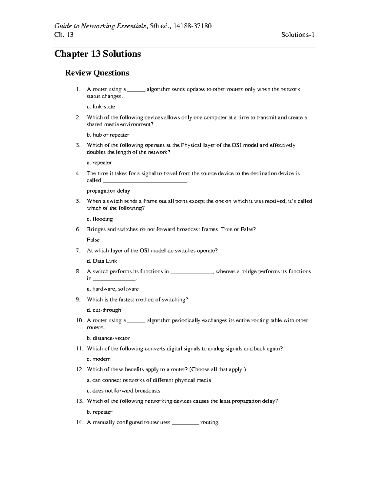 Solutions 13 - Ch. 13 Solutions- Chapter 13 Solutions Review Questions ...