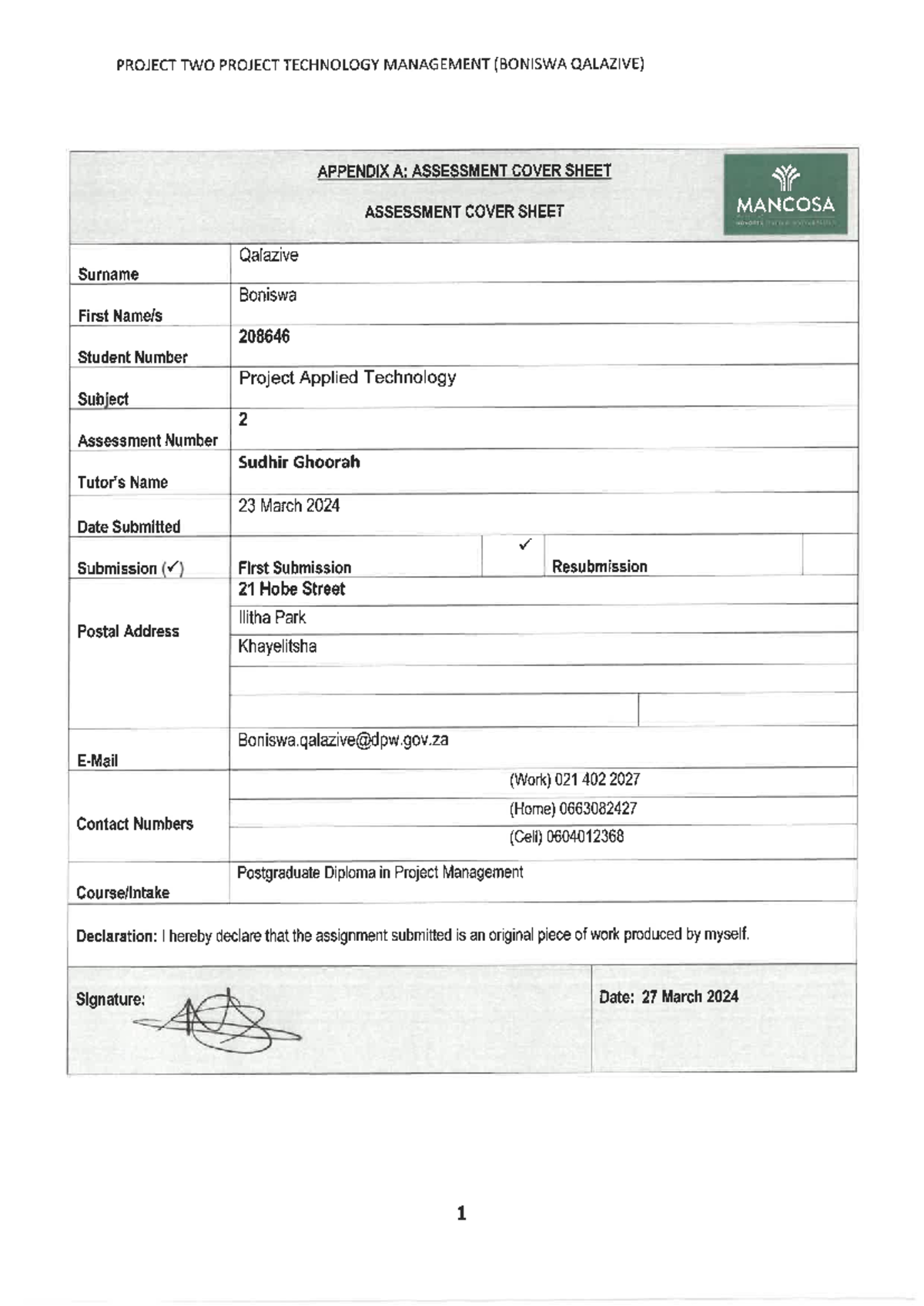 Project TWO Assignment Project Apllied Technology - PROJECT TWO PROJECT ...