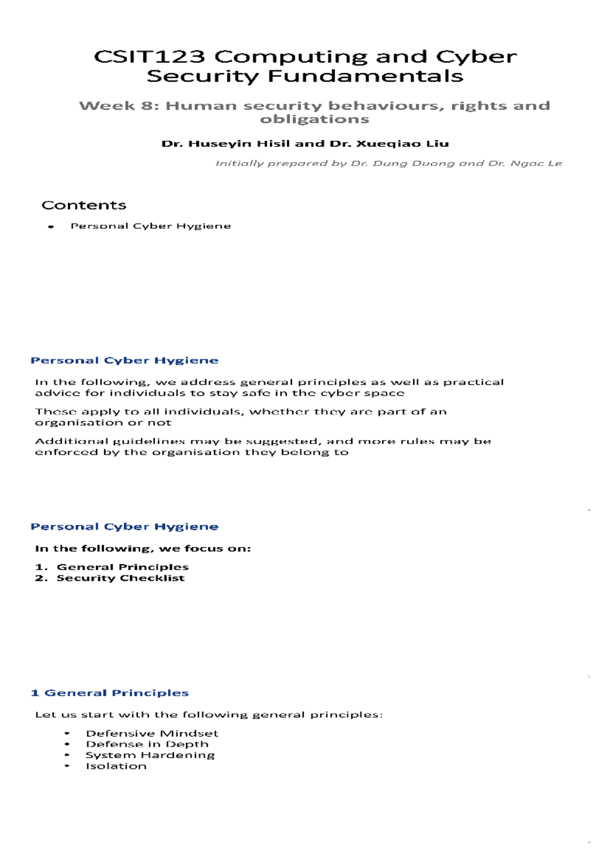 CSIT123 Final Exam Notes: Week 8 on Cyber Security Behaviors - Studocu