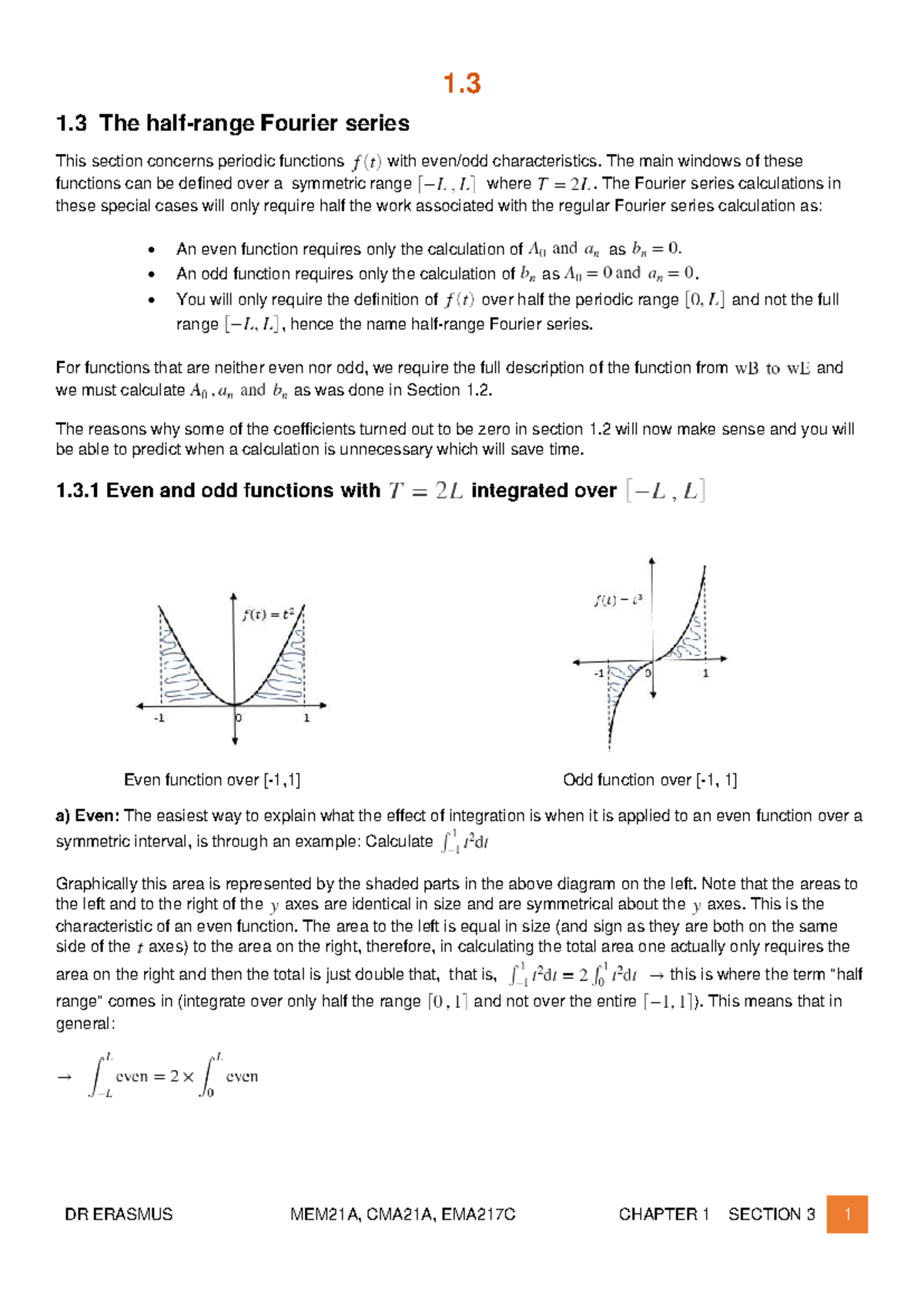 Fourier Series Analysis: Even and Odd Functions (MEM21A, CMA21A ...