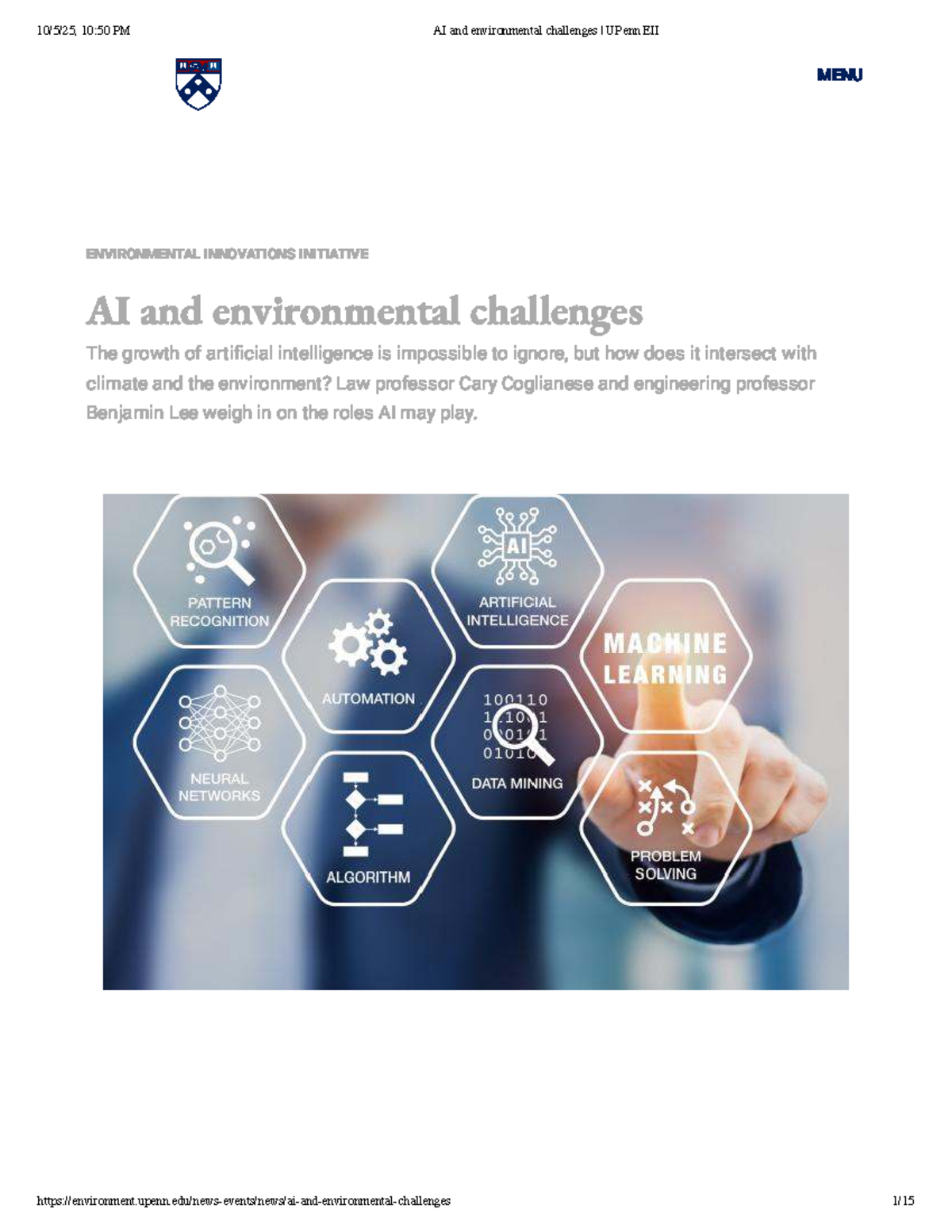 AI's Role in Addressing Environmental Challenges | UPenn EII - Studocu