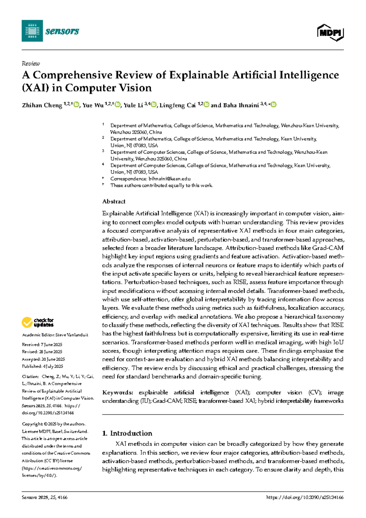 Comprehensive Review of XAI Techniques in Computer Vision (Sensors-25 ...