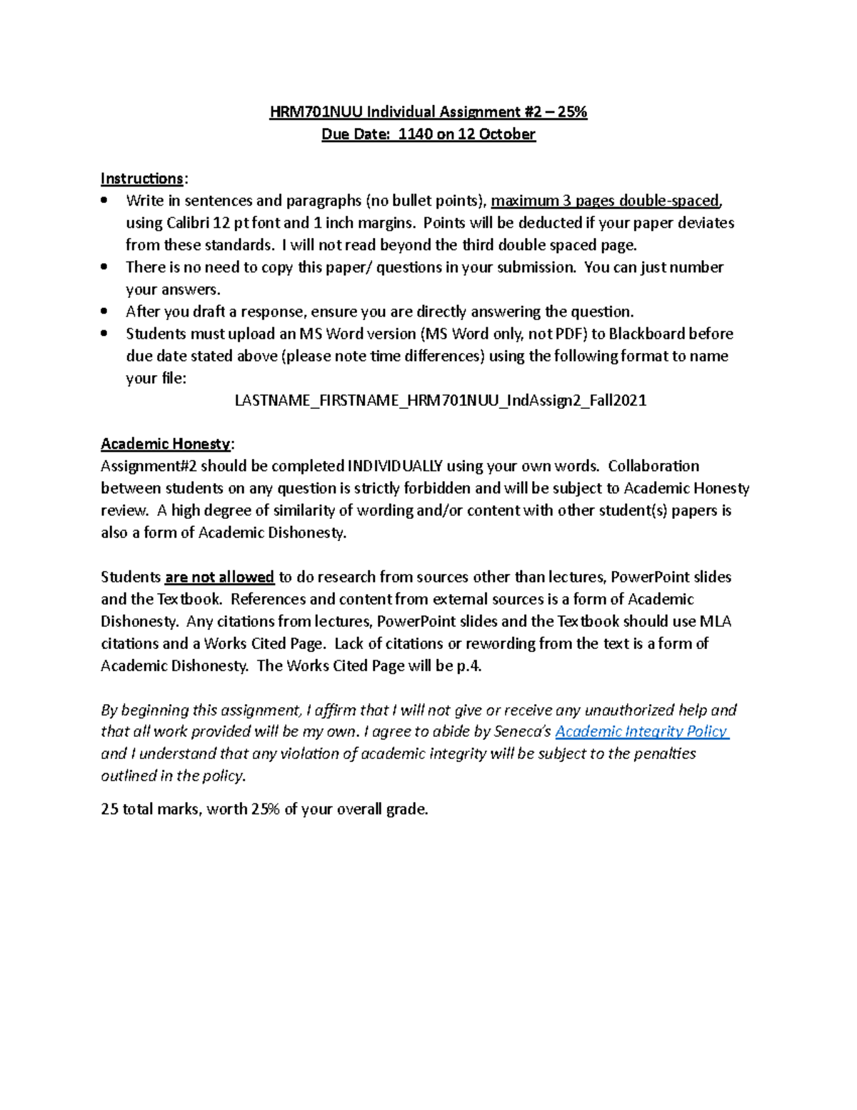 HRM701NUU Individual Assignment#2 Fall2021 - HRM701NUU Individual ...