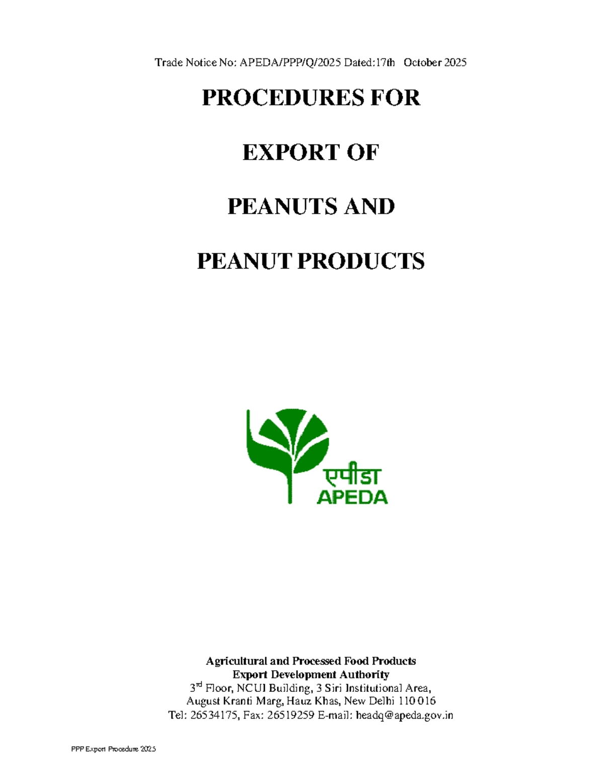 Export Procedures for Peanuts and Peanut Products (2025) - Studocu