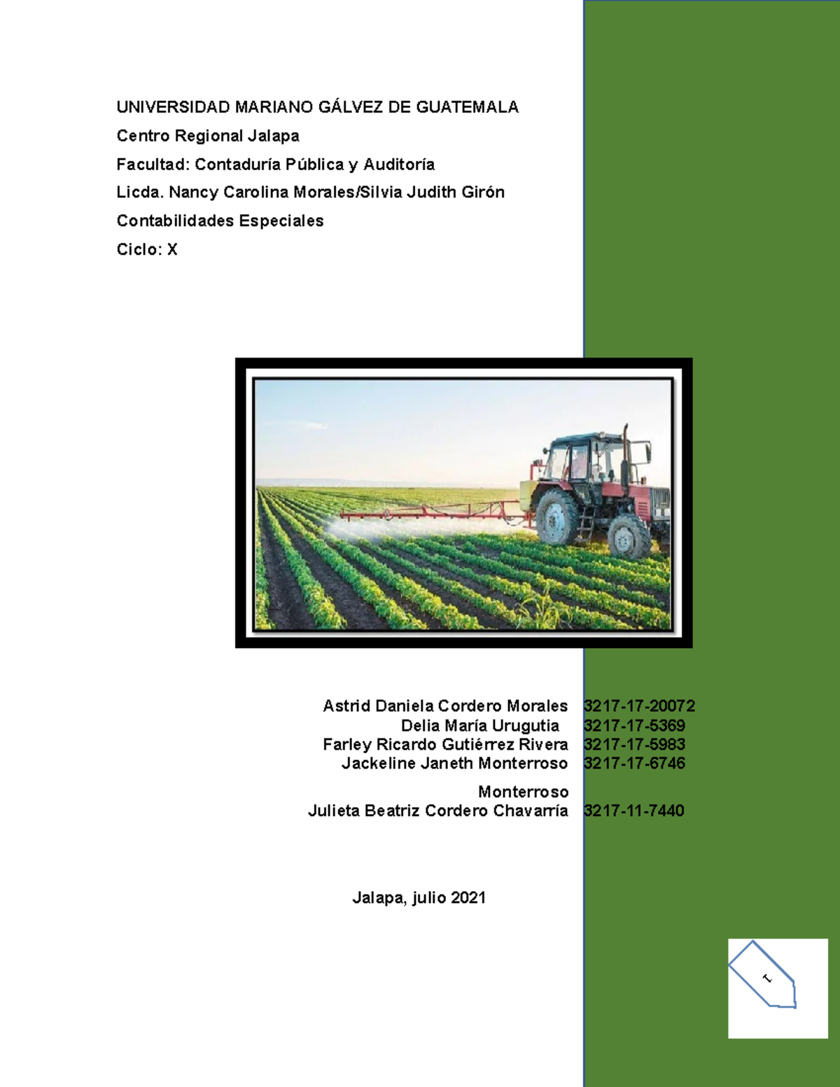 Leyes y Normativas para la Contabilidad Agrícola - 3217-17 - Ciclo X - Document Preview