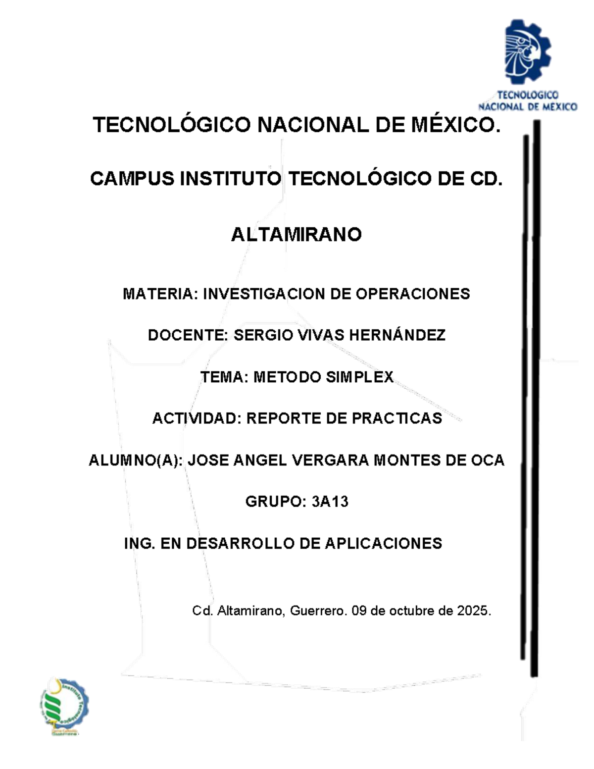 Reporte de Prácticas: Método Simplex - TECNOLÓGICO NACIONAL DE MÉXICO ...