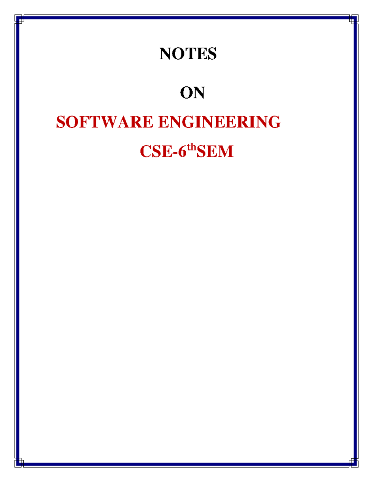 CSE 6th Sem - Software Engineering Lecture Notes and Concepts - Studocu