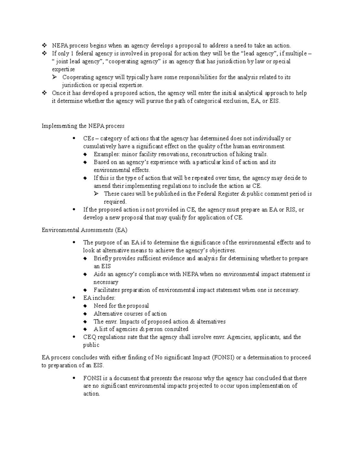 NEPA Implementation notes (part 2) - NEPA process begins when an agency ...