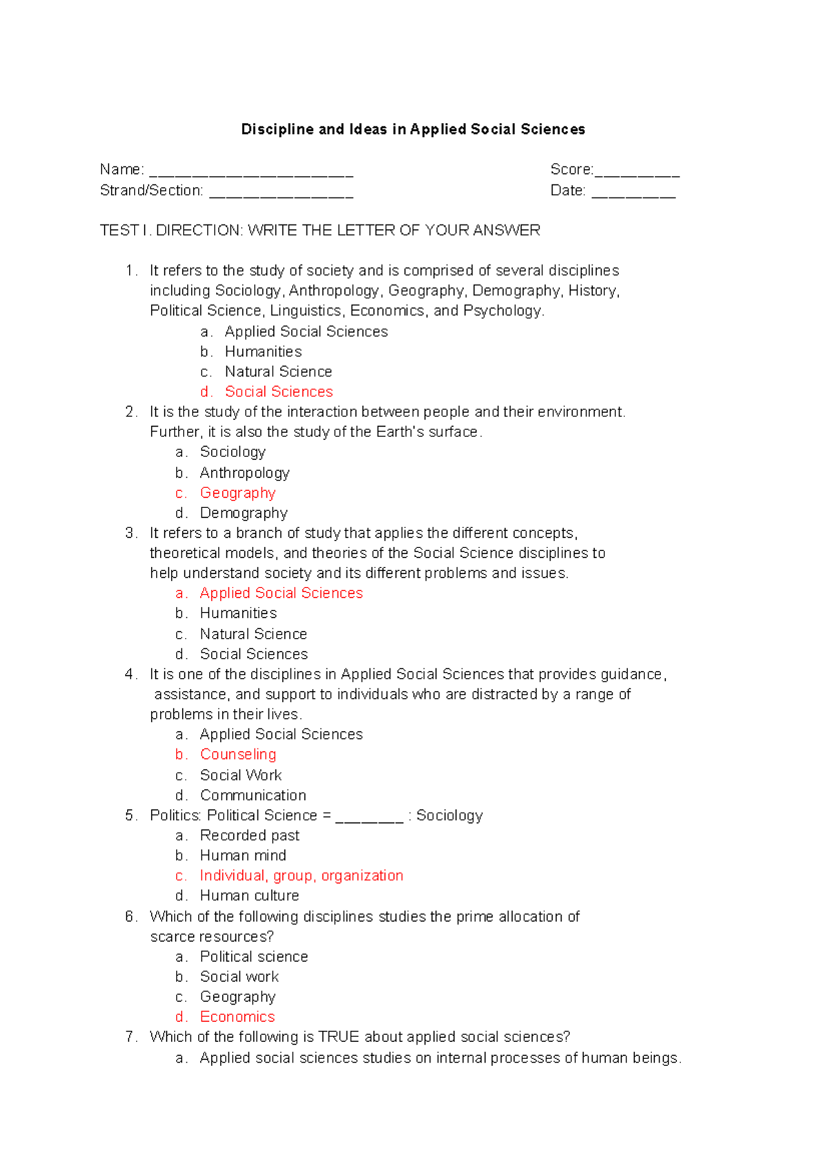 DIAS Monthly Exams answer key - Discipline and Ideas in Applied Social ...